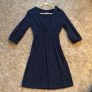 Navy blue wrap-style dress